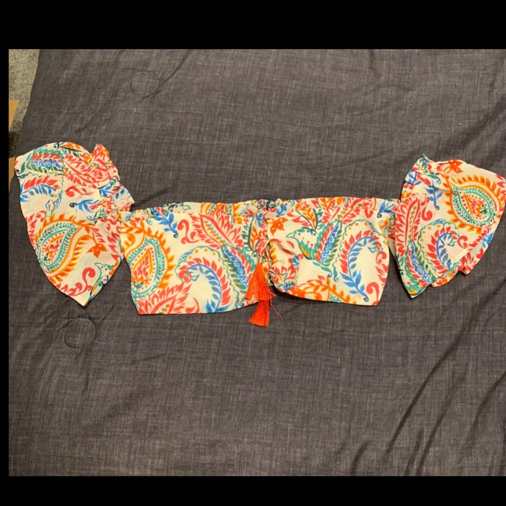 NWOT Cropped Top with Ruffle Sleeve